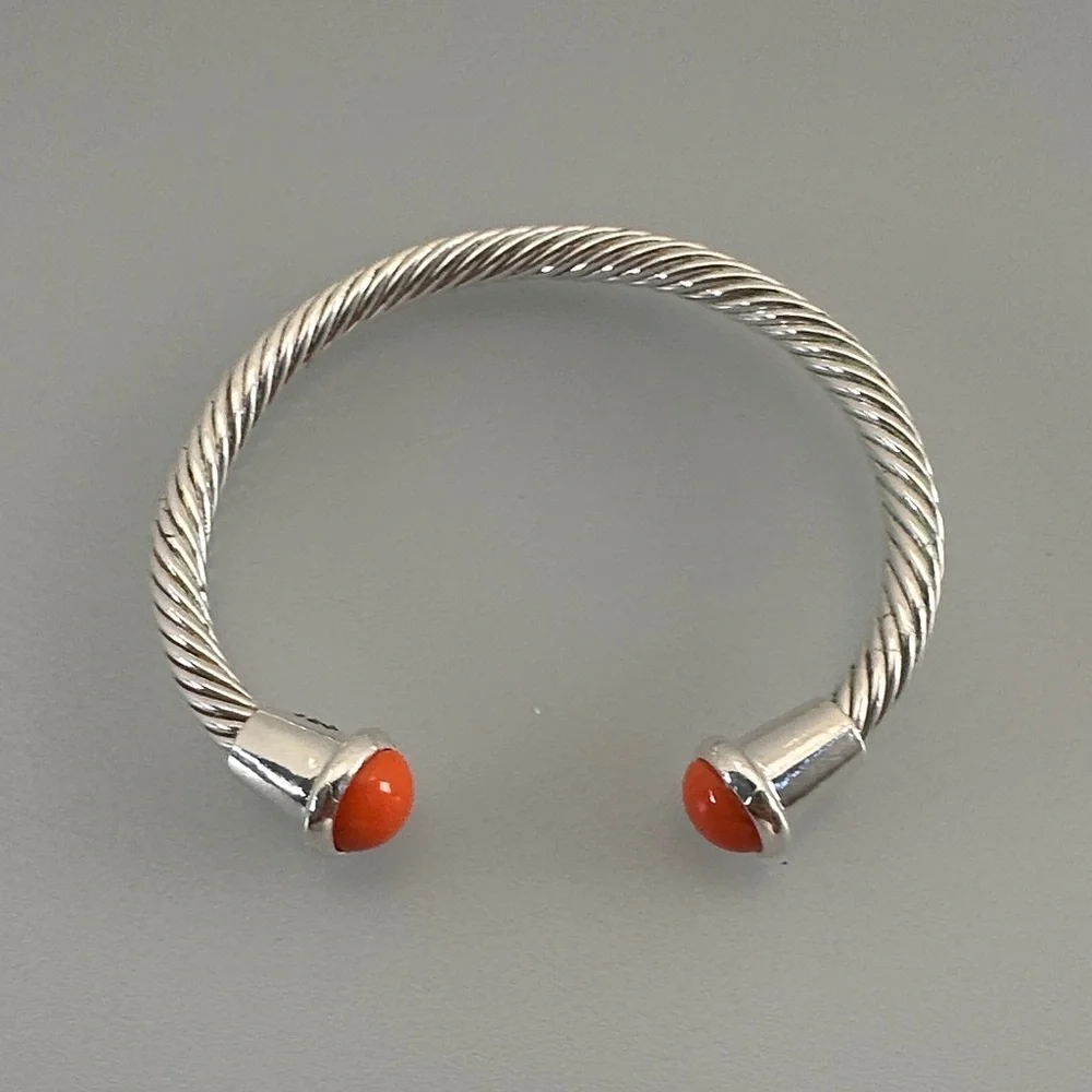 Elegant 925 sterling Silver Coral Women's Bracelet